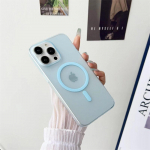 Luksuslik &uuml;li&otilde;huke matt l&auml;bipaistev &uuml;mbris iPhone 15 14 Plus 13 12 11 Pro Max jaoks Magsafe'i juhtmevaba laadimise jaoks, magnetiline l&auml;bipaistev k&otilde;va kate iPhone 11 sinine