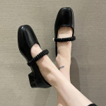 Mary Jane kingad S&uuml;gis Uus K&otilde;ik-sobivad Ruudukujulise ninaga Wanwani stiilis kingad &Otilde;rnad Madala kontsaga Paksu kontsaga Haldjakingad Naised 43 valkjas v&auml;rv