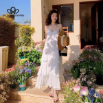 Fairy White Dress Mere&auml;&auml;rne Puhkuse Rannakleit Premium Long Halter Suvine lahtine kleit S valge