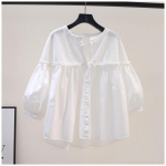 Sweet Doll Collar Roosa laternaga varrukatega kootud lapiga s&auml;rk naiste lahtine pluus L valge