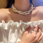 Twining Pearl Choker kaelakeed naistele Geomeetrilised kaelakeed Ehted Aksessuaarid valge