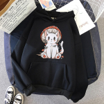 Naiste moe vabaajaprinteriga kapuutsiga dressipluus lahtised sporditopsid Pullover XXL must