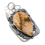Fossil Coral Gemstone Handmade 925 Sterling Silver Jewelry Pendant 2.36 t9v85
