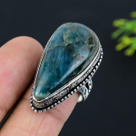 Neon Blue Apatite Gemstone Handmade 925 Sterling Silver Jewelry Ring Size 9 p8c14