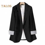 Naiste &uuml;likond, mantel, rev&auml;&auml;r, pikkade varrukatega, &uuml;he nupuga klapiga taskud &uuml;likonna jope pendelr&auml;nde stiilis triibulised k&auml;tised &auml;ririided XXL aprikoosi