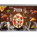 3D Pitsaseina tapeet Kiirtoidurestorani seinakate Pitsapoe Suupistepoe tapeet 200 cm(W) x 140 cm(H)