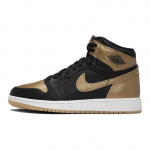 Air Jordan 1 Retro High OG GS Must Kuldne Laste tossud Metallik-Kuldne Sail FD1437-071 38.5