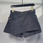 Naiste Mood Denim Mini Skort Rave Street Wrap Stretch Ebaregulaarne A-joon Skinny Cargo Jean Shorts Mujer S must