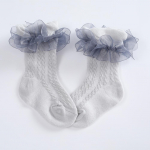 Beebi keskmise toruga sokid Armsad pitsist servaga printsessi sokid hingavad laste sokid S hall v&auml;rv