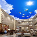 Lagede tapeet Sinine taevas ja valge pilve seinamaaling elutoa korteri lae seinamaal Tapeet 200 cm(W) x 140 cm(H)