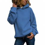 S&uuml;gistalvine naiste kapuuts Paks puhast v&auml;rvi lahtised pikad varrukad Elastne mansett Pullover Soe sportlik vabaaja stiilis t&auml;navakandmise kapuuts L punane