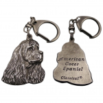 American Cocker Spaniel, Merry Cocker - Silver-plated key ring with dog, handbag decoration, backpack pendant by Art-Dog brand