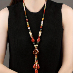 Rahvuslikus stiilis kampsun kaelakee naiste pikk mitmek&uuml;lgne ripats kevade ja s&uuml;gise kaelakee liialdatud ehte ripats