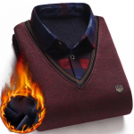 Meeste s&uuml;gis vabaaja pluss sametist paksendatud kaheosaline s&auml;rgikraega kampsun XL veinipunane v&auml;rv