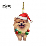 J&otilde;ulukoer, tahavaatepeegel, ripats, autodekoratsioon, armas kutsikas j&otilde;ulum&uuml;tsiga j&otilde;ulupuu kaunistused autotarvikud Dog