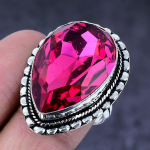 Natural Pink Rubillite Gemstone Handmade 925 Steling Silver Ring Size 8 j2r40