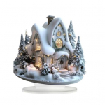 J&otilde;uluakr&uuml;&uuml;list lauaehitis, lame lumine kajutiornament koos alusega Christmas Village palkmajade ornament p&uuml;hade lauakaunistuseks B