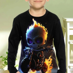 2024 Lasteriided Poiste T-s&auml;rk Pikkade varrukatega Laste Top Halloweeni Graafiline Print Loominguline Laste Suveriided Laster&otilde;ivad 170