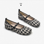 Mood 2024 Lolita Kingad Pehme Nahk Mary Jane Naiste Korterid Rihm Ruudukujuline Nina Ballett Mugavad Slip-On Mokassiinid Ruudulised Balleriinid 4.5