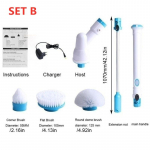 Elektriline puhastushari 3 puhastuspead Juhtmevaba multifunktsionaalne veekindel automaatne p&ouml;&ouml;rlev hari Plaat Seinavahe K&ouml;&ouml;gihari Kodu Puhastus AU Plug