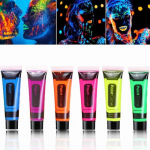 Tume n&auml;o kehav&auml;rv Blacklight Neoon Face Easy Clean komplekt meigikomplekt pimedas helendavad peotarbed, mitmev&auml;rviline1