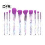 10 tk/komplekt Meigipintsel kunstkristallk&auml;epidemega Kaasaskantav Multifunktsionaalne Jumestuskreem Puuder P&otilde;sepuna Laugudele Kulmudele Huultele Kosmeetikapintslite Komplekt roheline