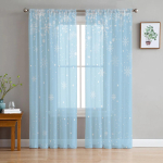 J&otilde;ululumehelina Sinised L&auml;bipaistvad Kardinad Elutoa Kaunistuseks Aknakardinad K&ouml;&ouml;gi T&uuml;ll Voile Kardinad W135 x H115cm x1 white