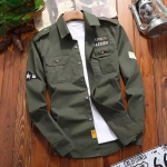 Meeste s&auml;rgid laadida puuvillane s&auml;rk khaki vabaaja retro kitsas l&otilde;ige taskuga pikkade varrukatega vintage jakk streetwear otsevedu 6XL roheline