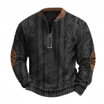 Meeste Retro Casual gradienttr&uuml;kiga kampsun L