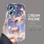 Armas koomiksimustriga kreemjas tekstuuriga korpus, lainelise servaga pehme silikoonkaanega telefoni&uuml;mbris OPPO Reno Realme jaoks OPPO F23 5G valge
