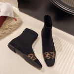 Seemisnahast pahkluusaapad kandilise ninaga leopardimustrilised puuvillased kingad lumesaapad madala kontsaga 2024 trend talvised pl&uuml;&uuml;sist soojad baleriinad Chelsea naiste saapad 39 must