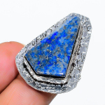Lapis Lazuli Handmade 925 Sterling Silver Jewelry Ring Size 9 c2r11