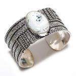 White Solar Quartz Handmade Cuff 925 Sterling Silver Gift Bangle Adjustable l3r68