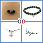 Pierres et Min&eacute;raux. Parure bijoux Bracelet Collier 3 Perles Agate mousse 8 mm. Chaine en Taille personnalisable.