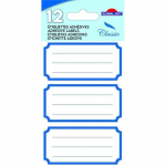 12 &eacute;tiquettes adh&eacute;sives scolaires - Rectangle vintage bleu