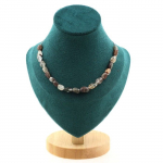 Pierres et Min&eacute;raux. Collier 20 perles Quartz fant&ocirc;me vert du Br&eacute;sil Chaine en acier Collier femmes, hommes. Taille personnalisable.