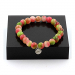 Pierres et Min&eacute;raux. Bracelet Perles Tourmaline melon d'eau 8 mm. Fabriqu&eacute; en France.