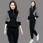 Naiste moodne spordi&uuml;likond kevade ja s&uuml;gise &otilde;hukese stiiliga kapuuts, vaba vabaaja kaheosaline komplekt 2XL