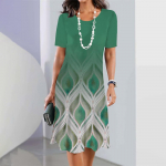 Kleidid Patchwork Impresi&oacute;n Elegantne vabaaja Manga Corta Vestidos de Verano Y2k Moda Mujer Plus Size Ropa Gradient Print Vestidos S