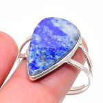 Looduslik lapis lazuli v&auml;&auml;riskivi 925 sterlingh&otilde;be ehted s&otilde;rmus suurus 11 E7N52