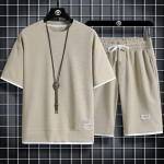 Meeste vahvliga suve&uuml;likond vabaaja T-s&auml;rk + l&uuml;hikeste p&uuml;kste &uuml;likond Meeste dressi&uuml;likond &uuml;hev&auml;rviline spordidress XXXXXL