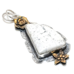 Howlite Jasper 925 Sterling Silver Jewelry Two Tone Pendant 2.76 s8r92
