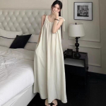 Naiste varrukateta ja n&ouml;&ouml;pkaelusega traksidega maksikleit - suvi 2024 Prantsuse rannastiil Medium aprikoosi