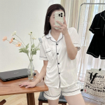 L&uuml;hikeste varrukatega pidžaama Naiste suvine lihtne &uuml;hev&auml;rviline helde pidžaama Magusa t&uuml;druku &uuml;likond Korea versioon Ims vabaajariided 3XL