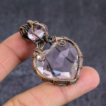 Kunzite Gemstone Handmade Copper Wire Wrap Gift Jewelry Pendant 2.09 m4o60