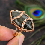 Labradorite Handmade Copper Wire Wrap Jewelry Ring Size 8 a5g04