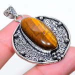 Tiger Eye Handmade 925 Sterling Silver Jewelry Pendant 1.97 o4n06