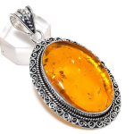 Baltic Amber Handmade 925 Sterling Silver Jewelry Pendant 2.48 r1n49