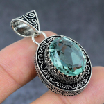 Aqua Apatite Handmade 925 Sterling Silver Jewelry Pendant 1.77 l6n72