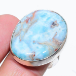 Caribbean Larimar Handmade 925 Sterling Silver Jewelry Ring Size 6 n4p07